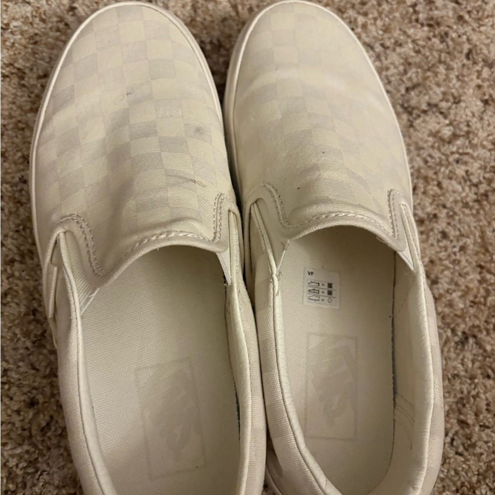 Vans White Checkered Slip-On Sneakers